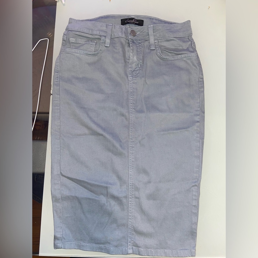 Gray Denim Midi Skirt